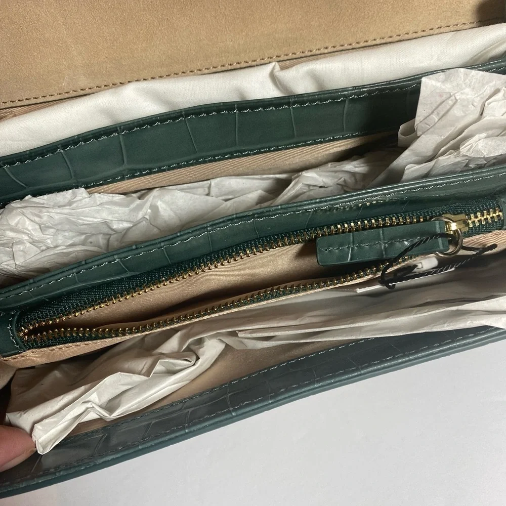 Jason Wu NWT Sage Leaf Croc Embossed Orbit Clutch - Picture 10 of 10